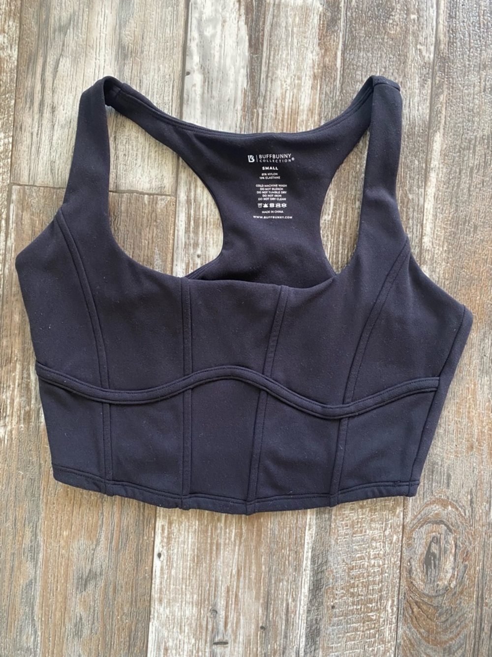 BuffBunny Black Longline Racerback Sports Bra